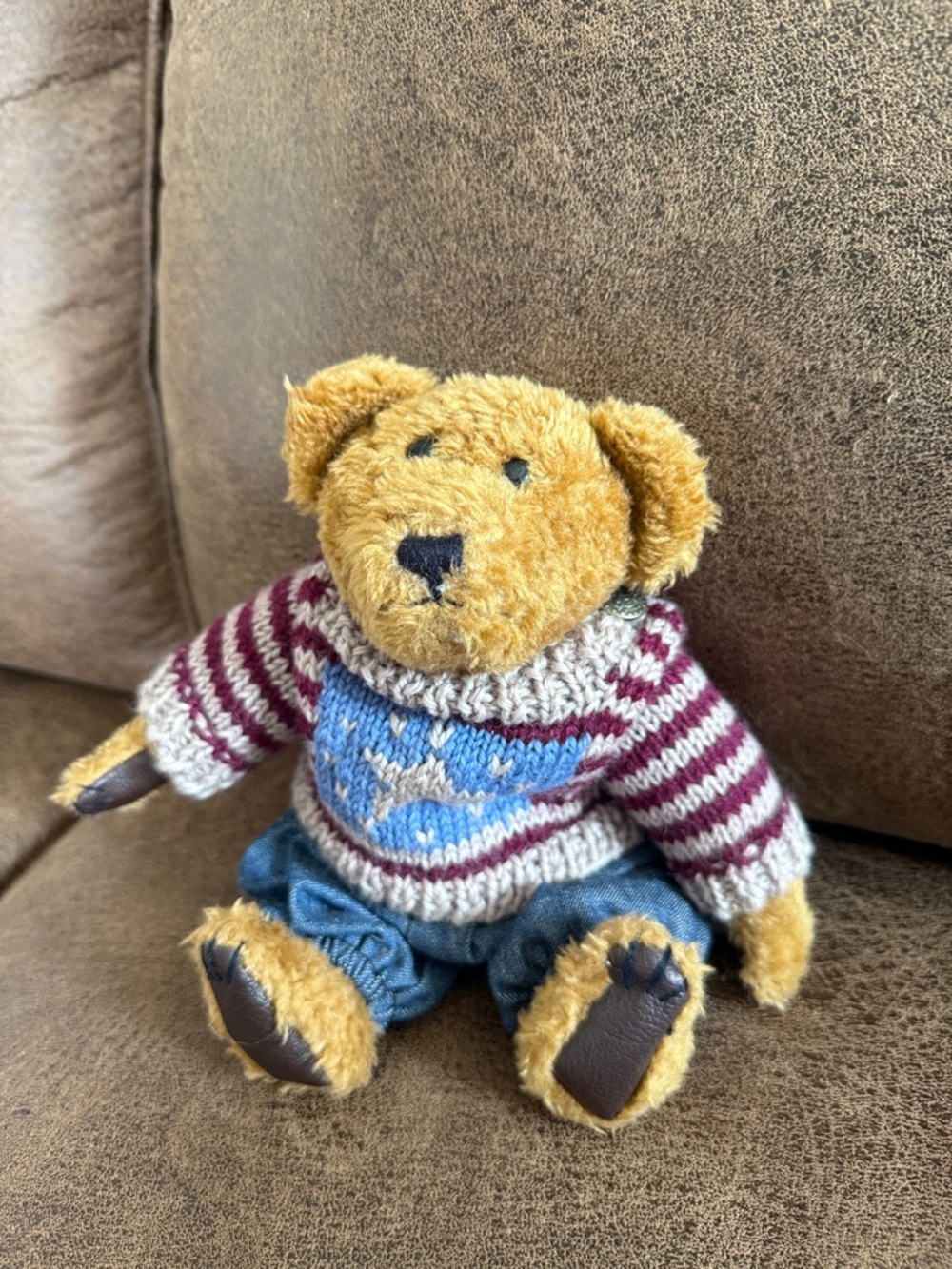 Boyd’s Bears Eddie Bean Bauer with Patriotic Sweater & Denim Bibs